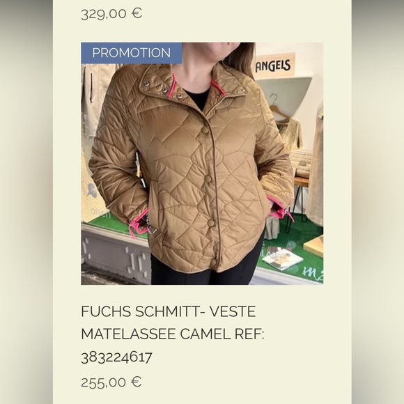 Fuchs Schmitt Camel Quilted Lightweight Waterproof Jacket with Fuchsia Border - Picture 10 of 10